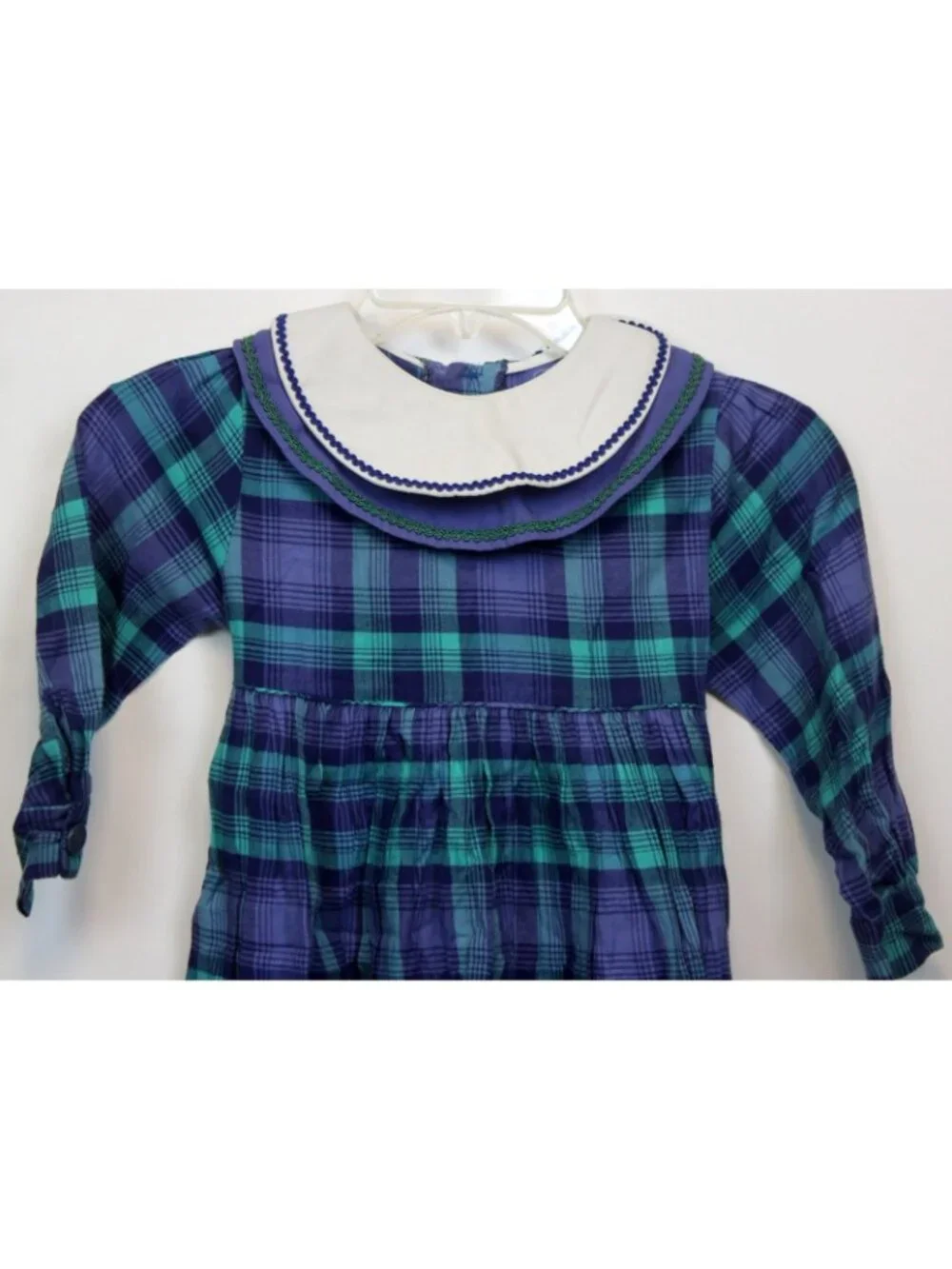 Monday's Child Dress 6x Blue Plaid Scallop Collar Classic Holiday Southern Charm